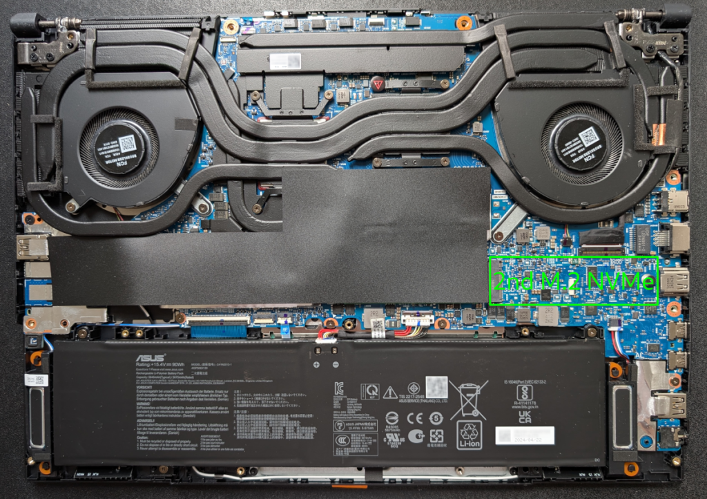 Asus Tuf A16 second M.2 NVMe location